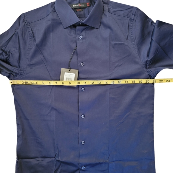 DSTRCT & ROW Navy Slim Fit Button Front Long Sleeve Shirt Size M-SL - Picture 9 of 14